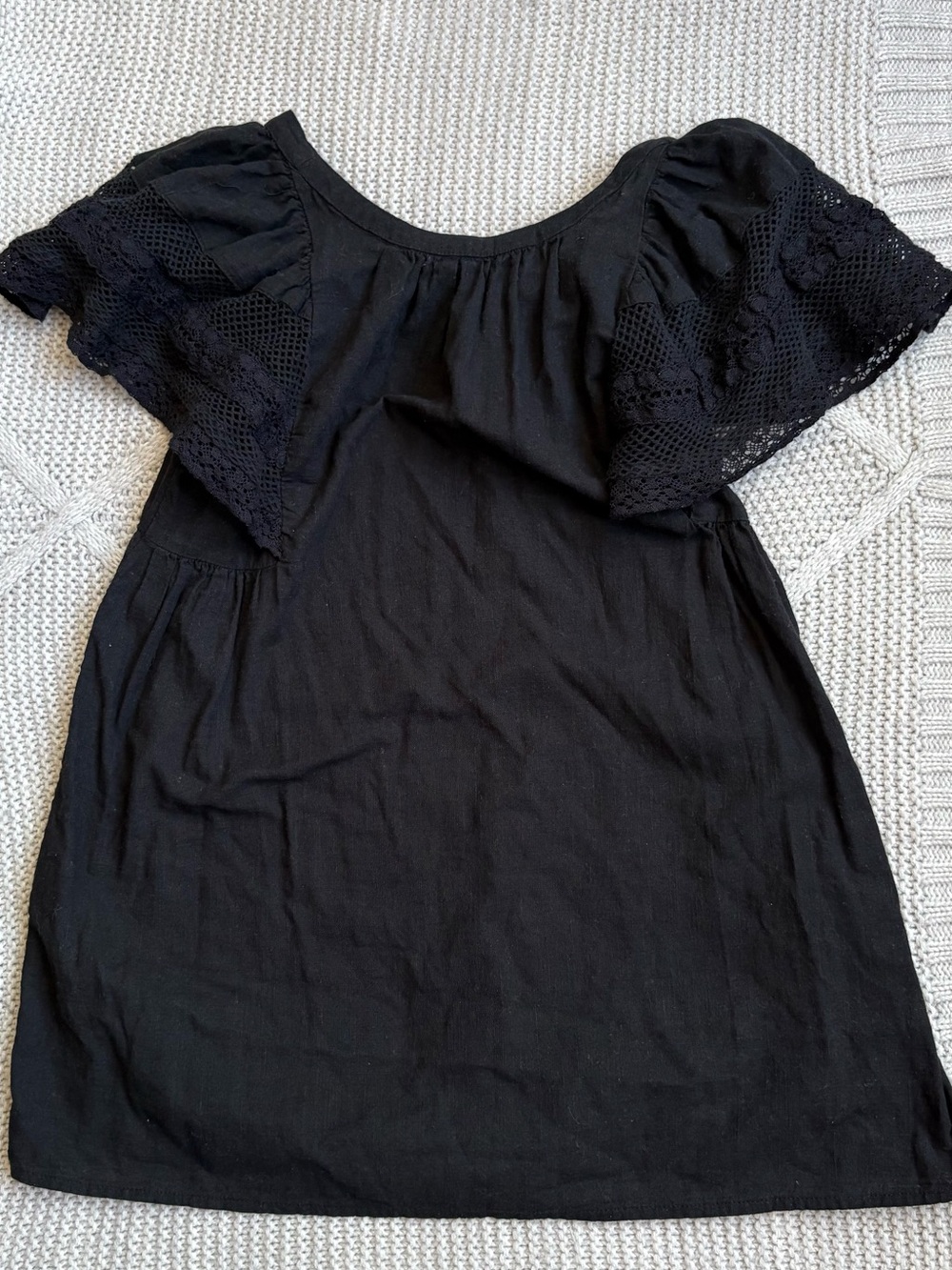 Girls Black Flutter Sleeve Top - Classic Casual